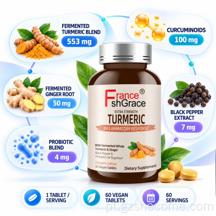 Comprimidos de resposta inflamatória de cúrcuma com força de Shecome